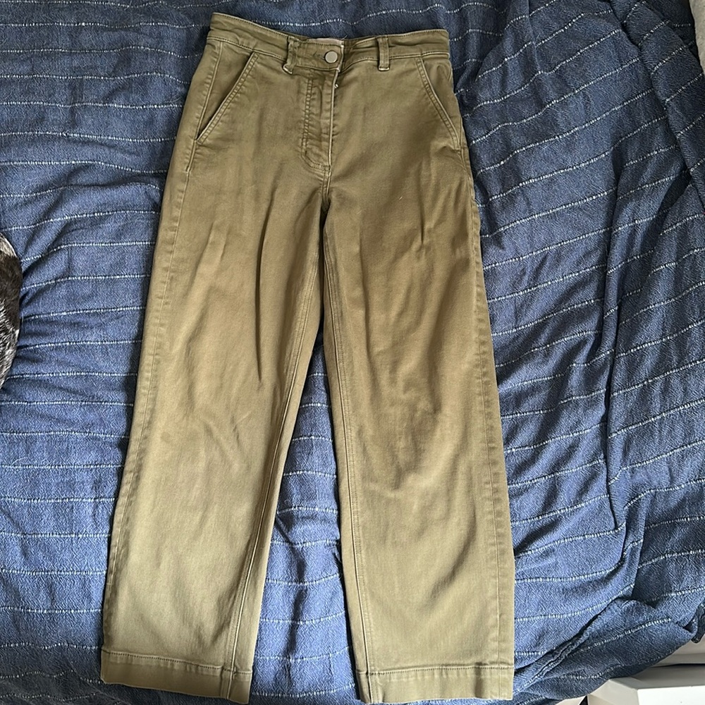Everlane The Straight Leg Crop Pant Green High Waisted Jean